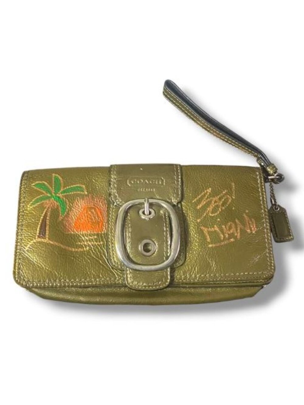 COACH - OLIVE LEATHER JOURNEY413 CUSTOMIZED MIAMI 305 - WRISTLET #5